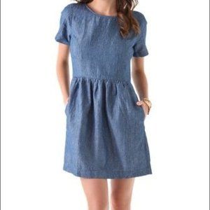 Madewell Women's Blue Chambray Songbird Denim Pockets Mini Dress Dress Size 8